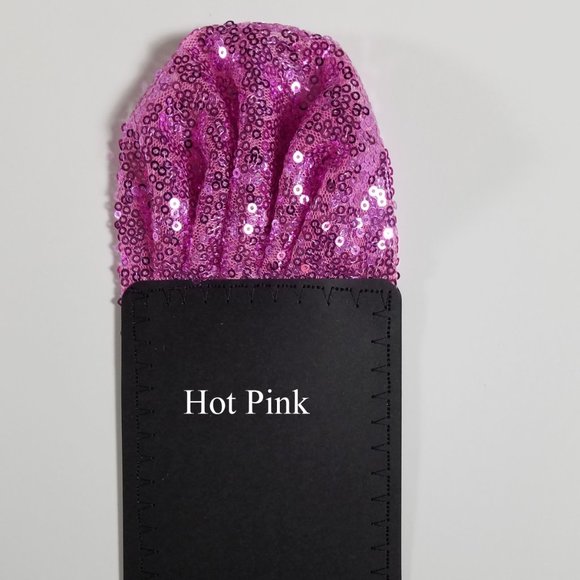 Men's Hot Pink Sequin Pre-Folded Pocket Square Insert - Fan Design - Picture 3 of 5